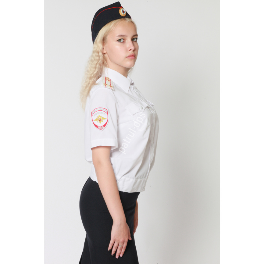 Рубашка женская полиции короткий рукав белая фото 3