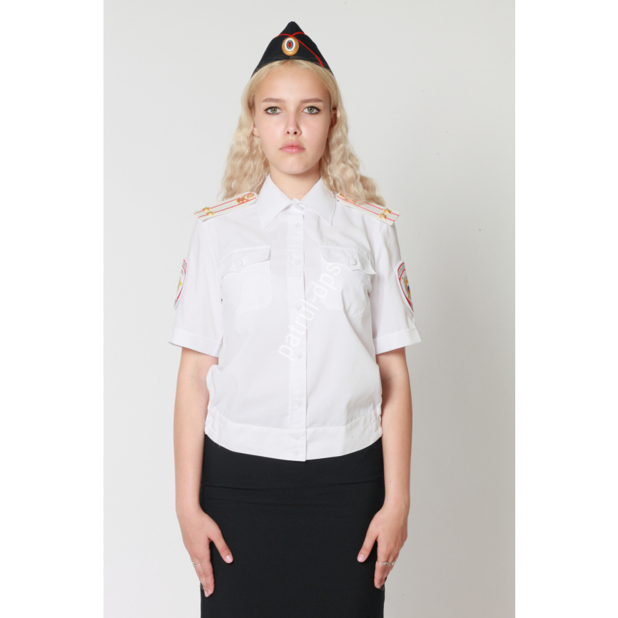 Рубашка женская полиции короткий рукав белая фото 1