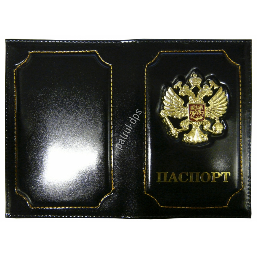 Обложка для паспорта кожаная (черная) фото 1