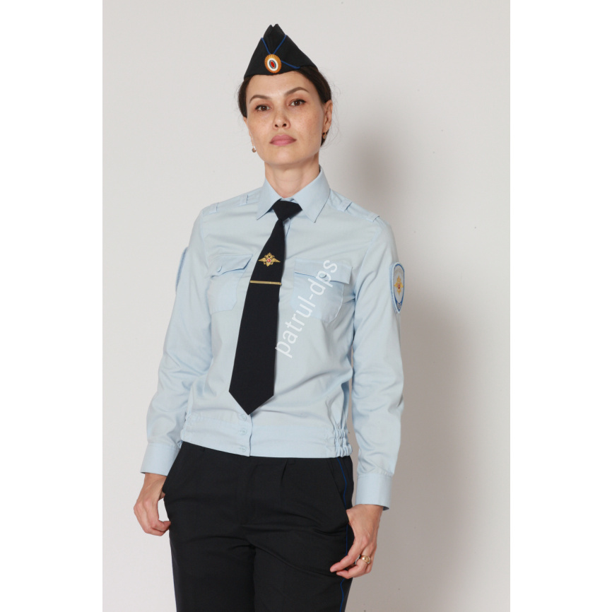 Рубашка женская полиции длинный рукав светло-голубая фото 1